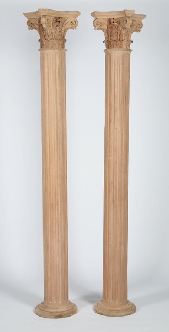 Pair of carved mahogany Corinthian columns (1 of 1)