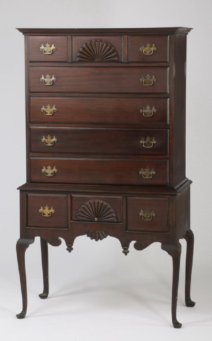 Queen Anne style chest on chest, early 20th c (1 of 2)