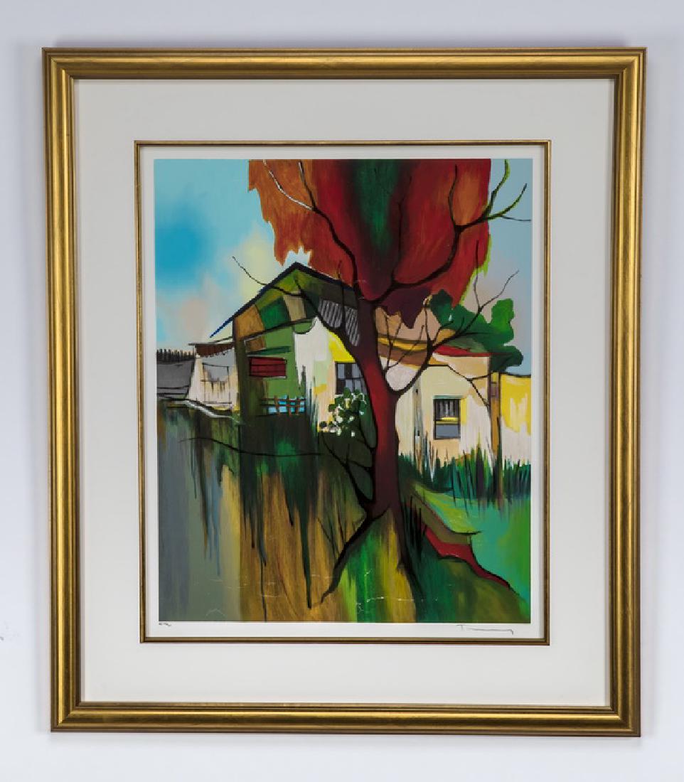Itzchak Tarkay signed serigraph of autumn house (1 of 3)