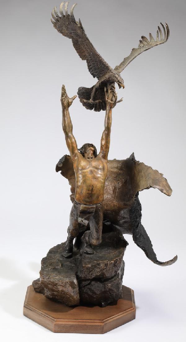 Wally Shoop signed bronze sculpture 'Eagle Catcher' (1 of 5)