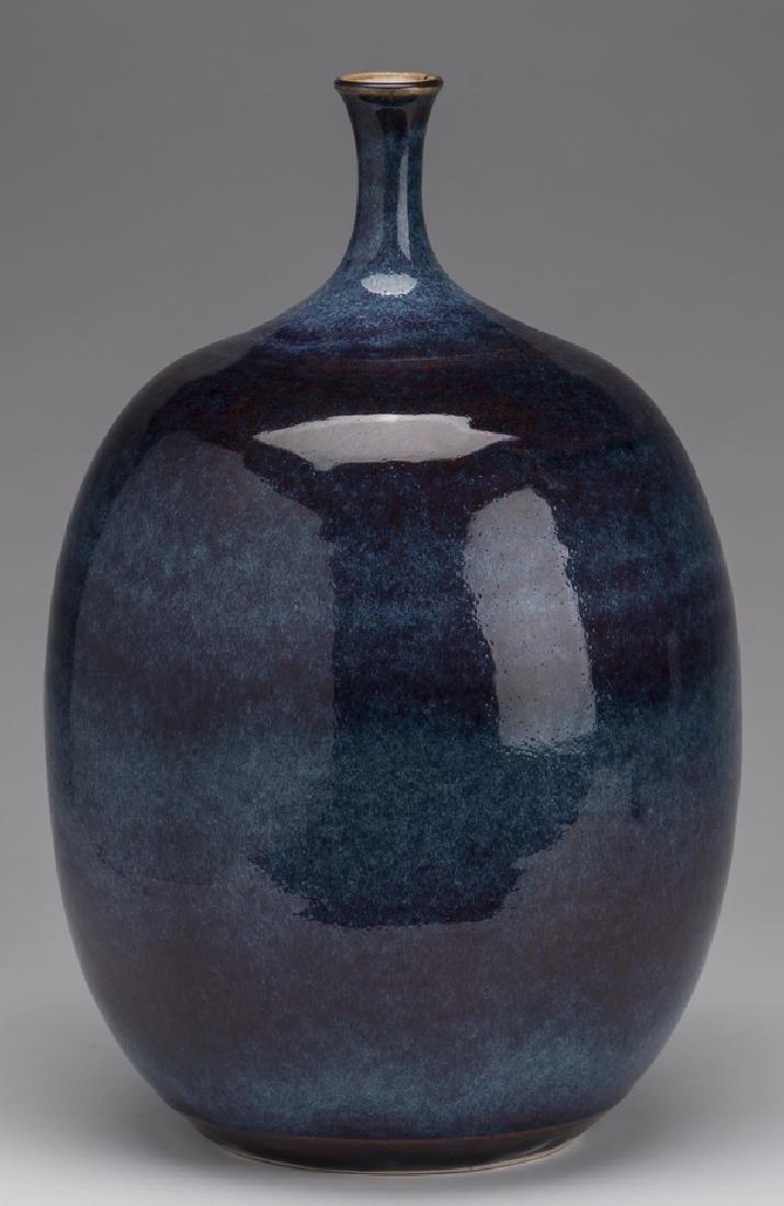 Signed studio pottery flambe' vase, 13"h (1 of 7)