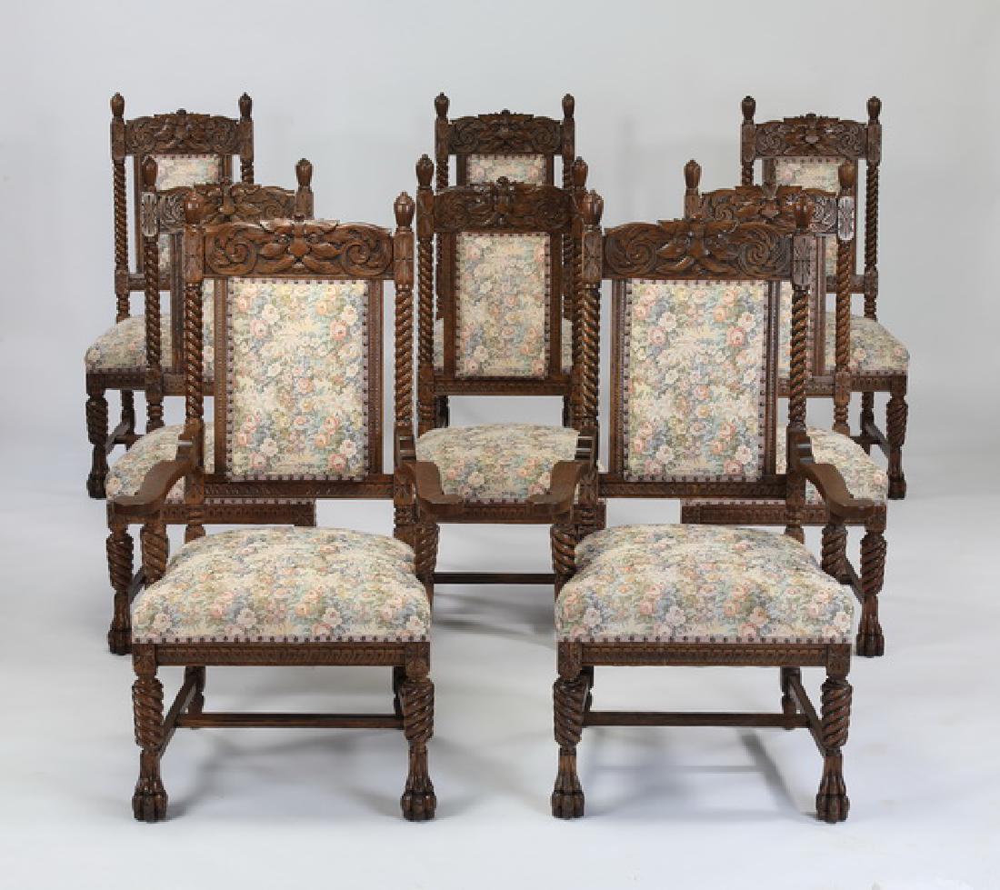 (8) 19th c. carved oak chairs (1 of 6)