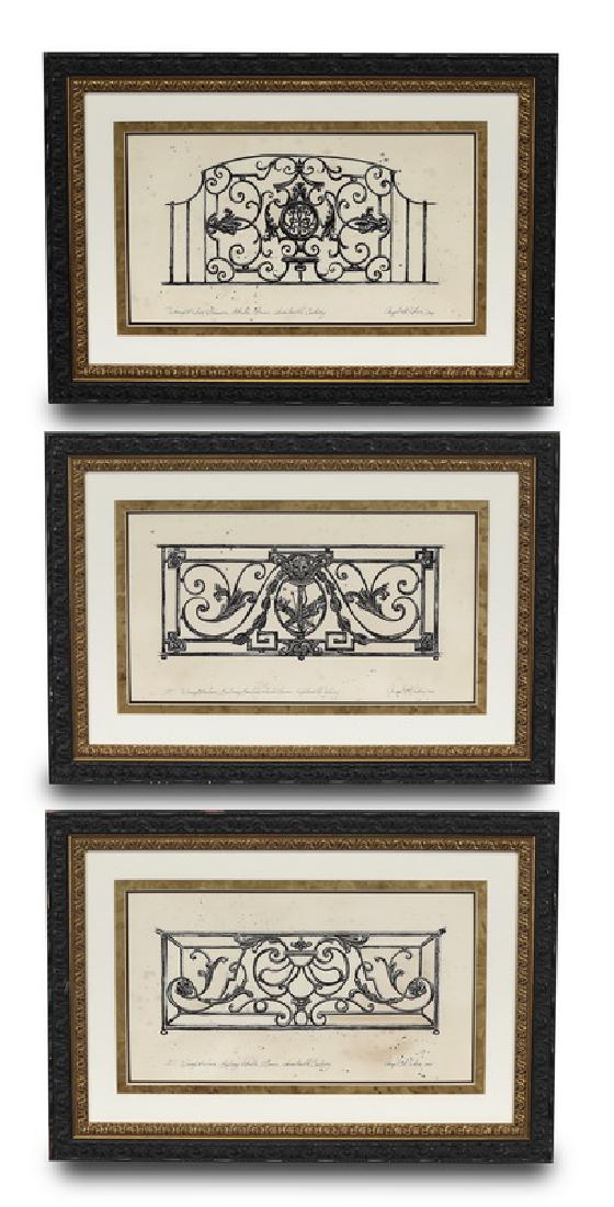 (3) Signed French architectural engravings (1 of 8)