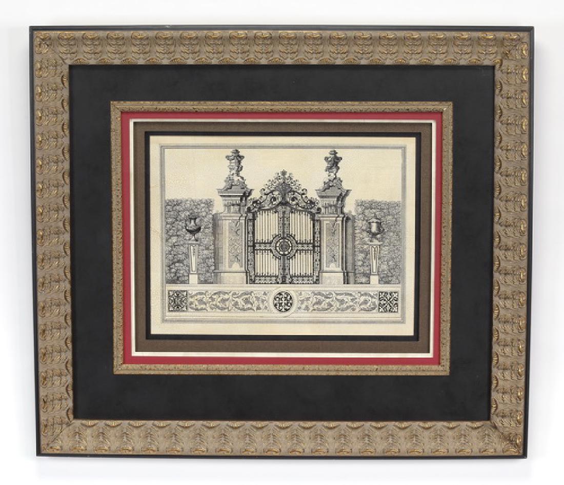 Framed architectural print titled 'Grand Garden Gate' (1 of 3)