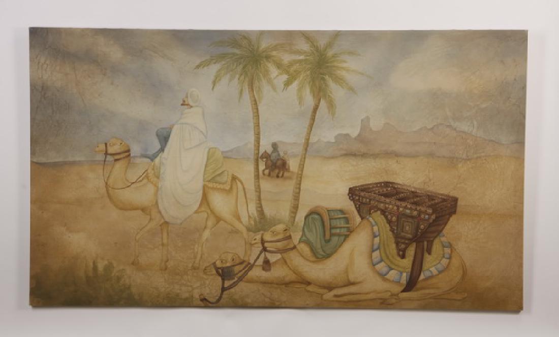 Arabian desert scene, mixed media on canvas, 78"w (1 of 1)