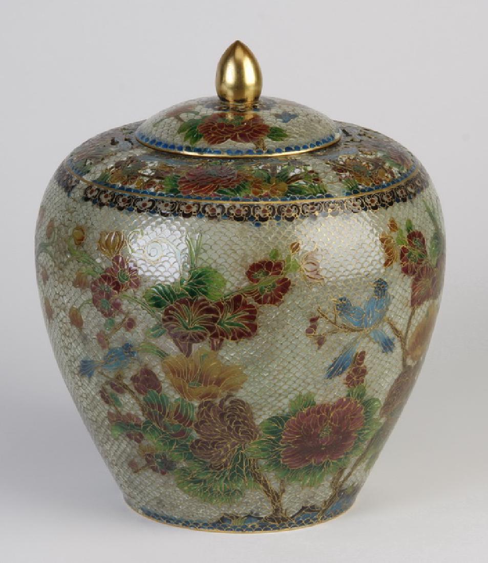 Chinese plique-a-jour covered jar, 10"h (1 of 1)