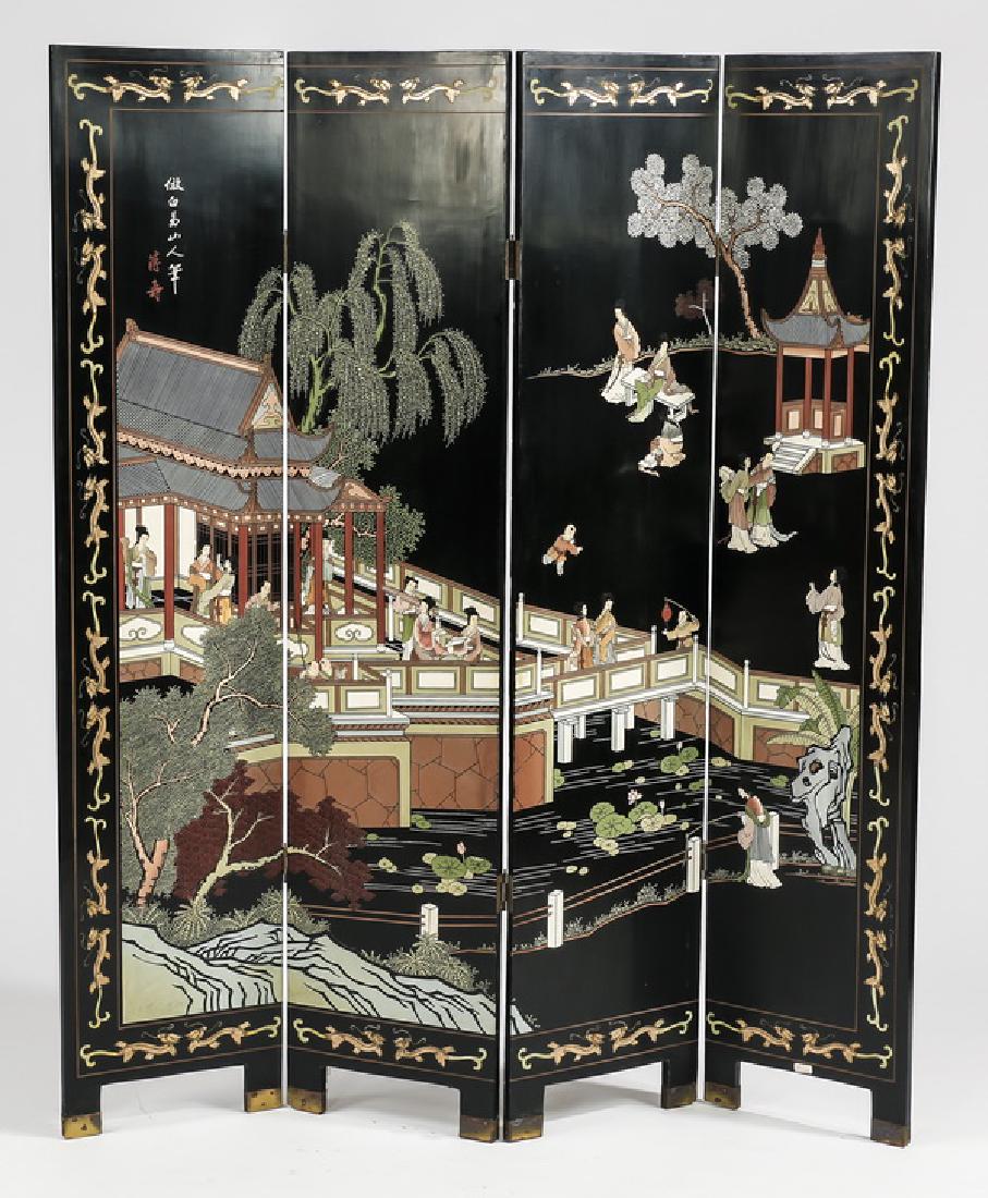 Chinoiserie style four panel double sided screen (1 of 10)