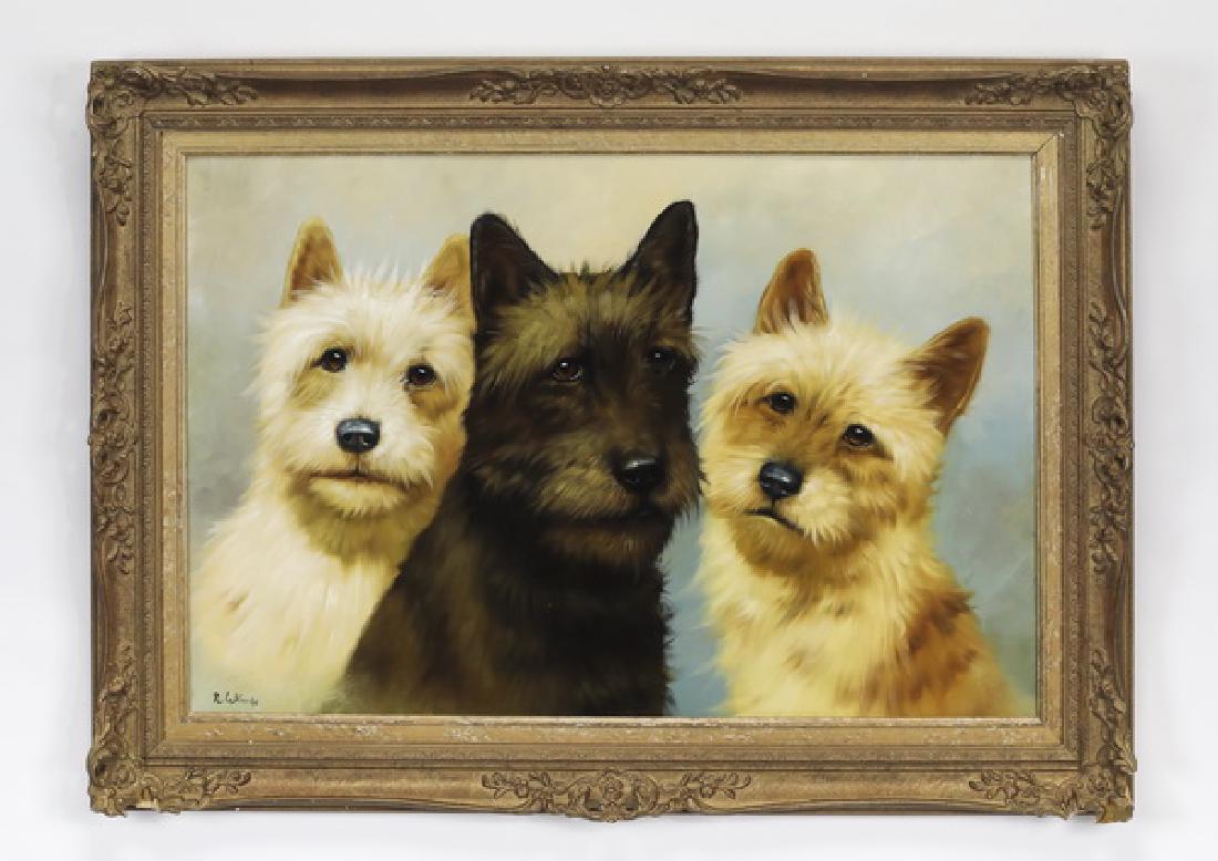 Continental O/c of three terriers, signed Le Blanche (1 of 4)