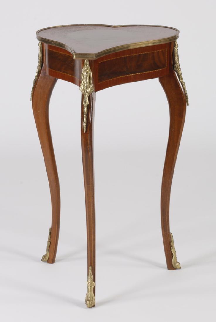 Marquetry inlaid occasional table, 32"h (1 of 2)