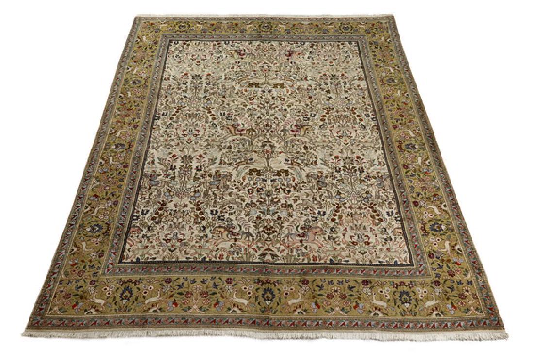 Hand knotted wool Persian Tabriz hunt carpet, 12 x 9 (1 of 4)