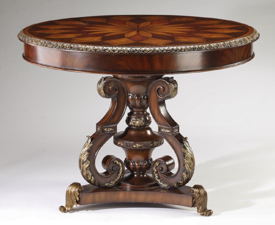 Maitland Smith 'Hyde Park' parquetry table, 40" dia (1 of 3)