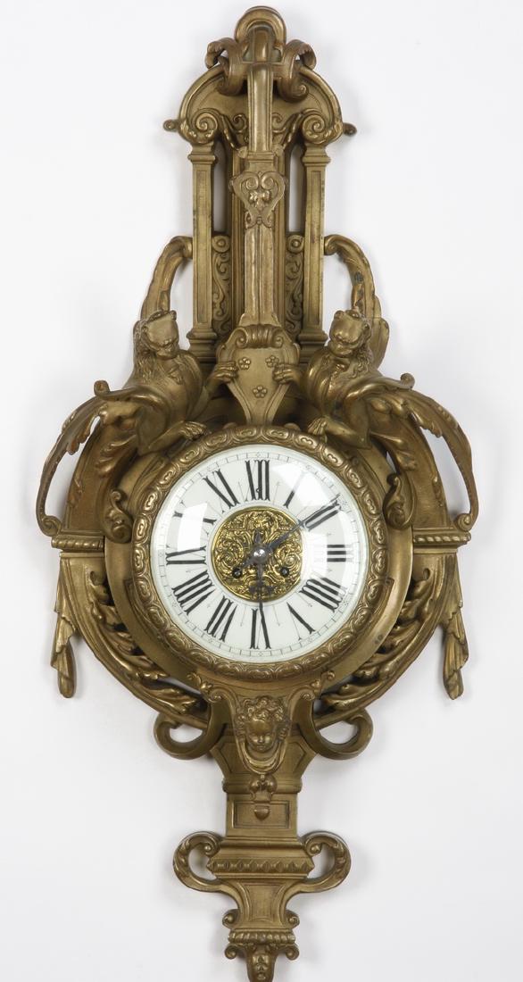 19th c. French gilt bronze cartel clock (1 of 5)