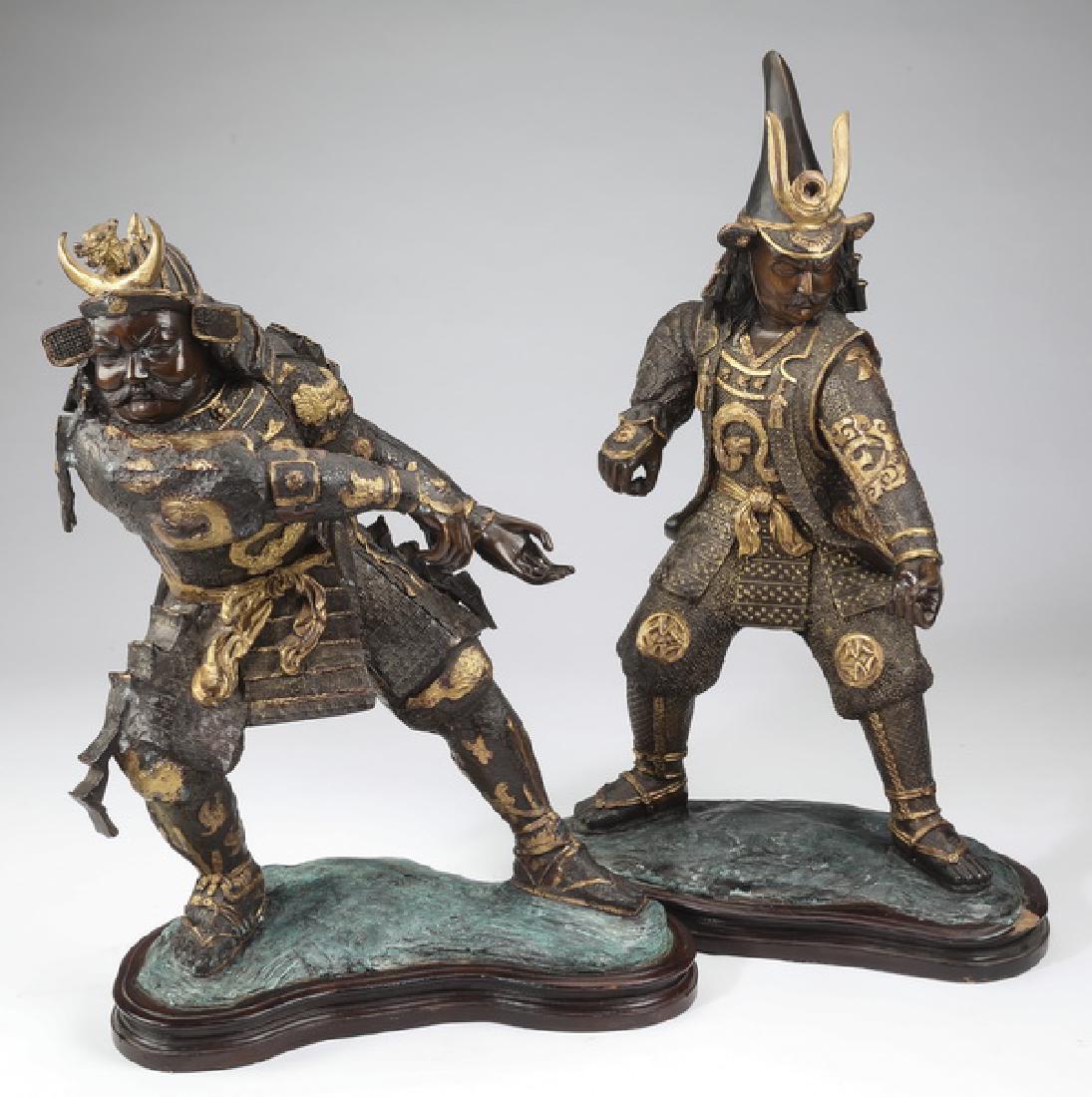 (2) Patinated metal sculptures of Japanese samurai (1 of 4)