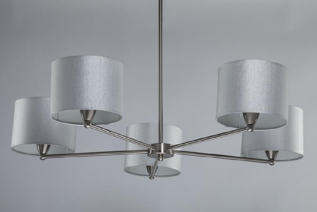 Starburst chandelier w/ silver shimmer shades, 44"h (1 of 2)