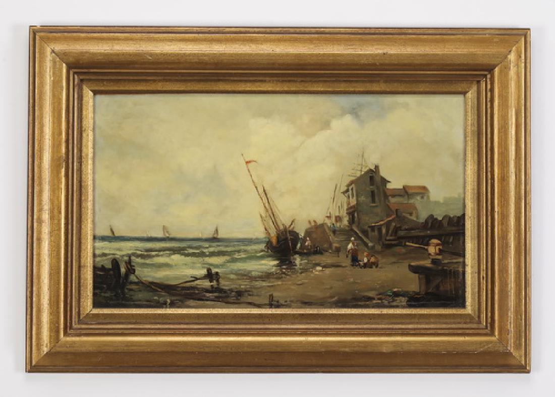Late 19th c. Dutch School O/c of fisherwomen, signed (1 of 4)