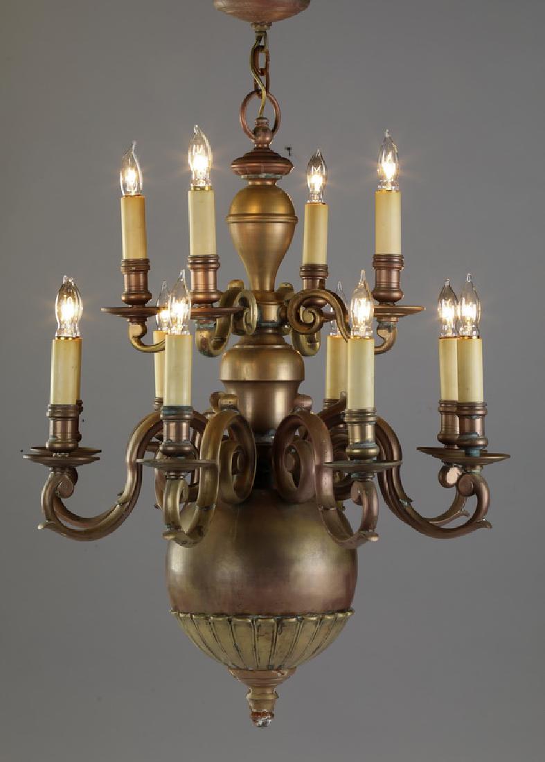Late 19th c. American 12-light brass chandelier (1 of 1)