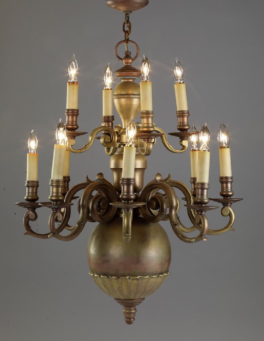 Late 19th c. American 12-light brass chandelier (1 of 1)