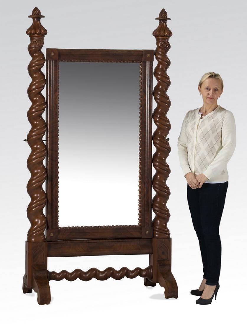 Dressing mirror w/ dragon barley twist supports, 83"h (1 of 2)