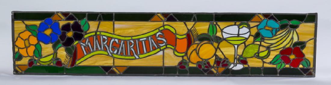 Leaded glass panel, 'Margaritas', 62"l (1 of 3)