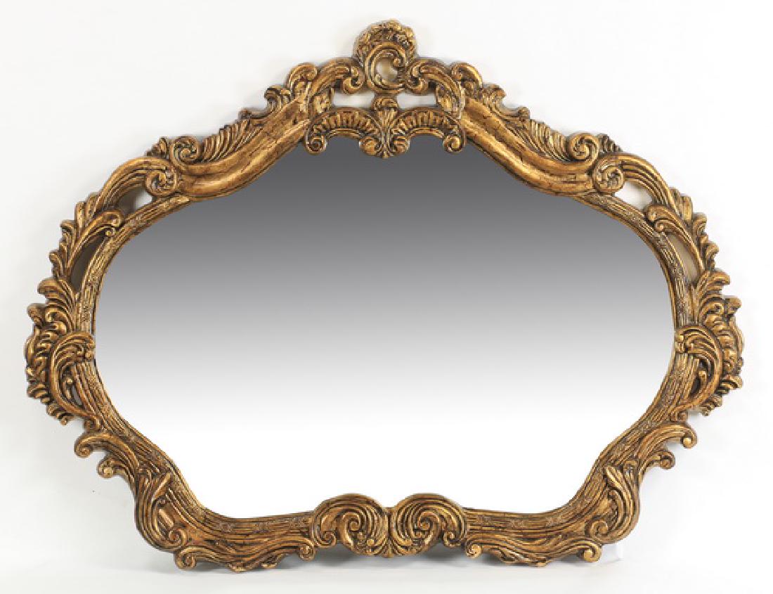 Contemporary gilt Rococo style mirror, 54"w (1 of 2)