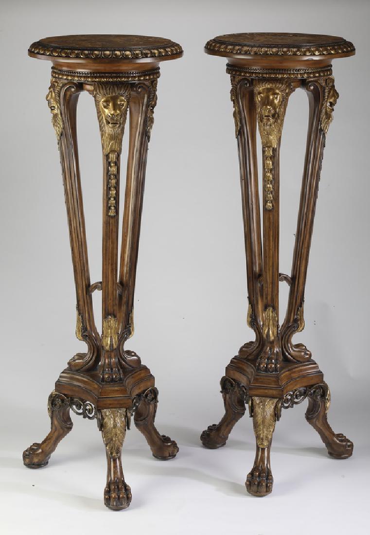 (2) Maitland Smith marble top mahogany pedestals (1 of 2)