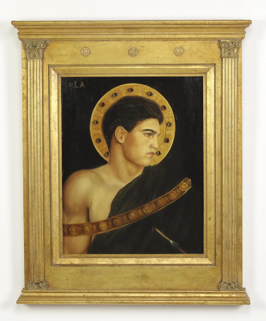 Byzantine style O/board portrait in tabernacle frame (1 of 3)