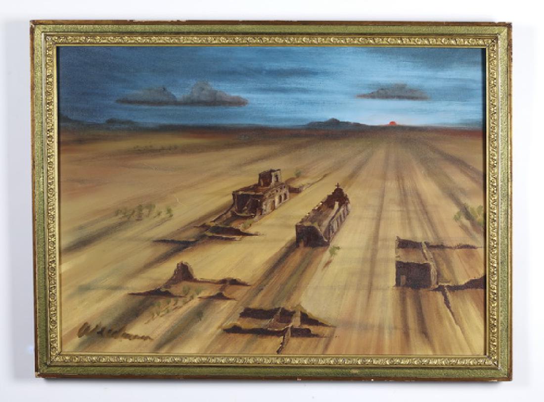 Midcentury American O/c of missions in the desert (1 of 4)