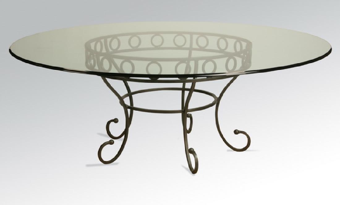 Contemporary table with custom wrought iron base (1 of 1)