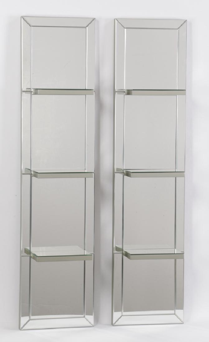 Pair of contemporary beveled mirror hanging shelves (1 of 2)