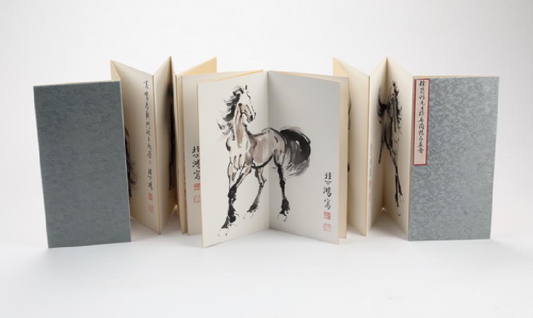 Chinese Orihon style watercolor book depicting horses (1 of 2)