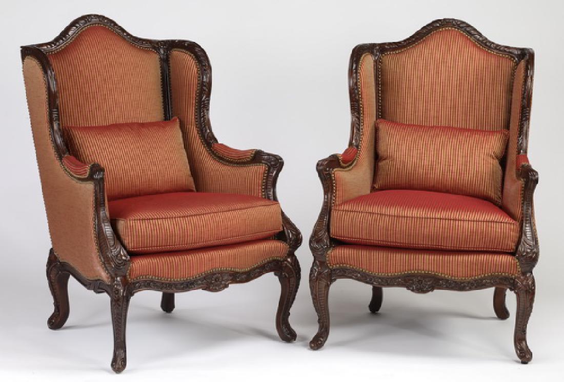 (2) E.J. Victor silk upholstered wingback chairs (1 of 2)