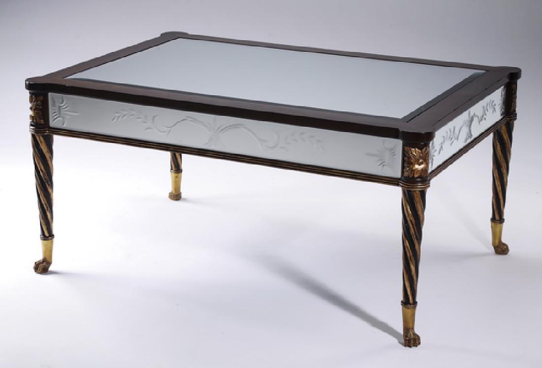 Empire style paint decorated mirrored coffee table (1 of 1)