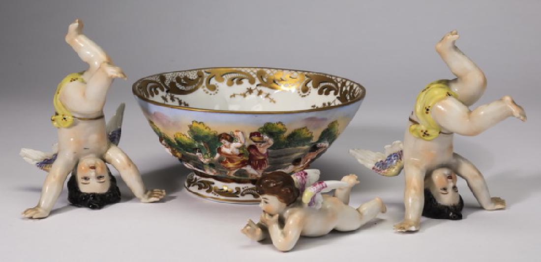 (4) 19th c Capodimonte porcelain pieces, marked (1 of 4)