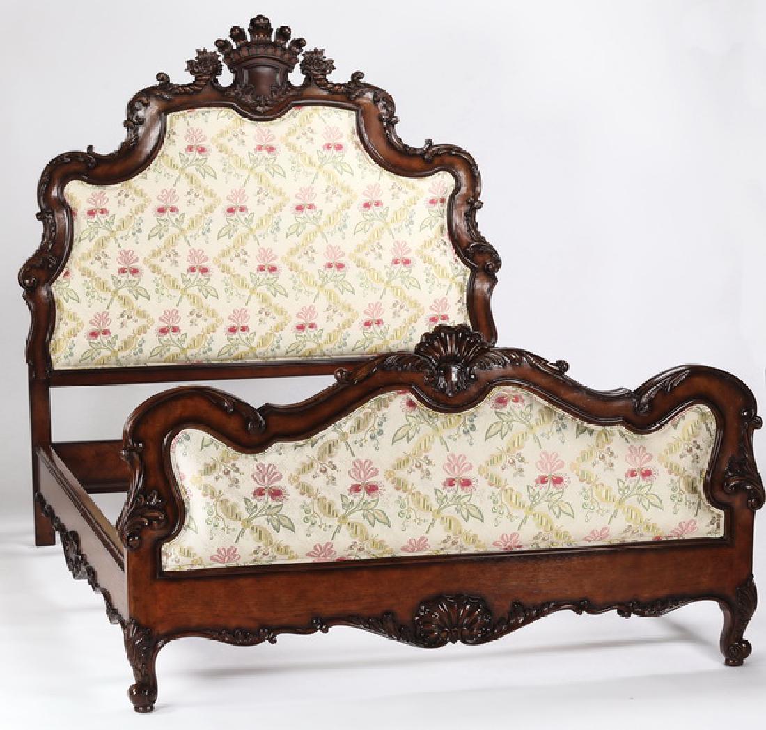 Henredon upholstered queen size mahogany bed (1 of 5)