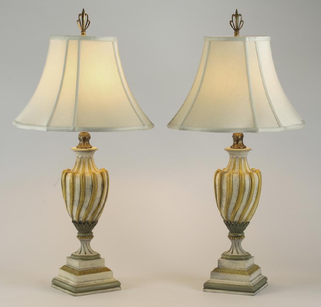(2) French Provincial style paint decorated lamps (1 of 2)