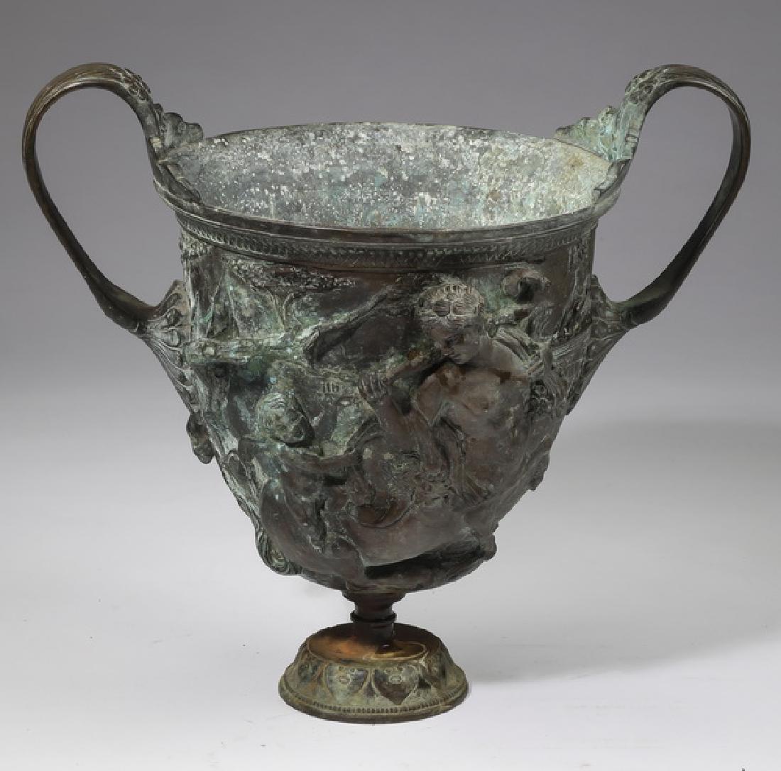 Patinated bronze urn w/ Cupid and centars, 14"h (1 of 3)