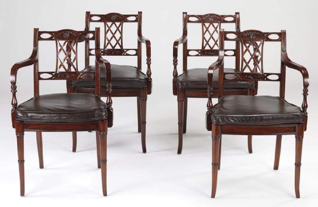 (4) Maitland Smith mahogany & leather armchairs (1 of 5)