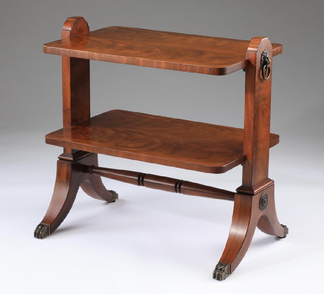 Sheraton style two tier table in walnut, 26"w (1 of 3)