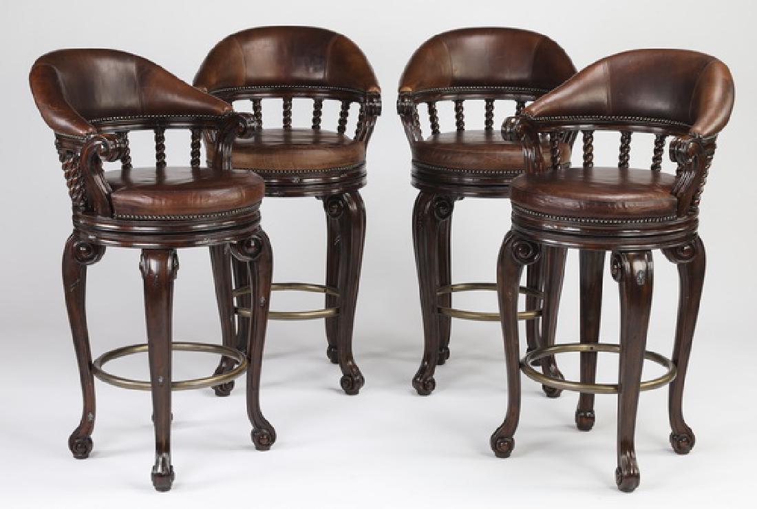 (4) Maitland Smith swivel barstools in leather (1 of 2)
