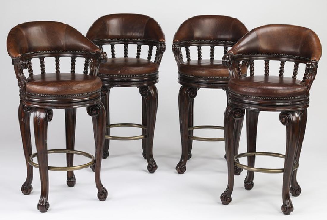 (4) Maitland Smith swivel barstools in leather (1 of 2)
