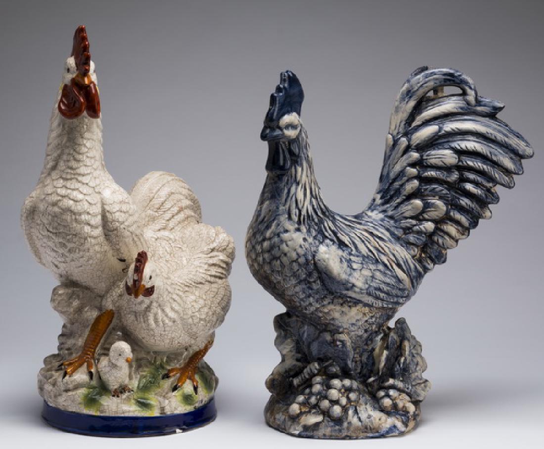 (2) Polychrome ceramic barnyard animal figurines (1 of 2)