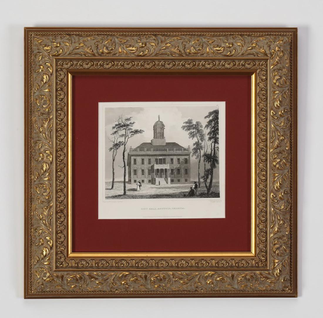 19th c. steel engraving of City Hall, Augusta, GA (1 of 2)