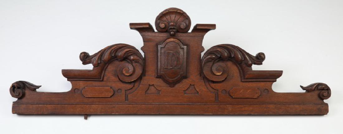 19th c. monogrammed architectural pediment (1 of 2)