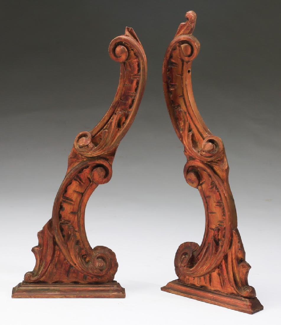(2) 19th c. Rococo style carved brackets, 21"h (1 of 1)