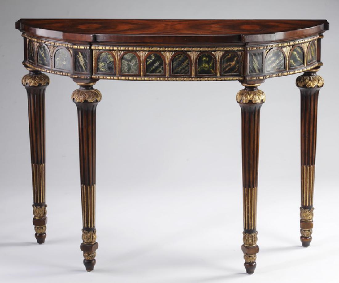 Theodore Alexander demi-lune console w/ marbling (1 of 3)