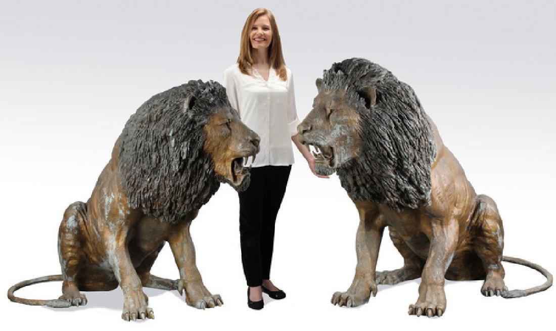 Monumental bronze sculptures of lions, signed (1 of 9)