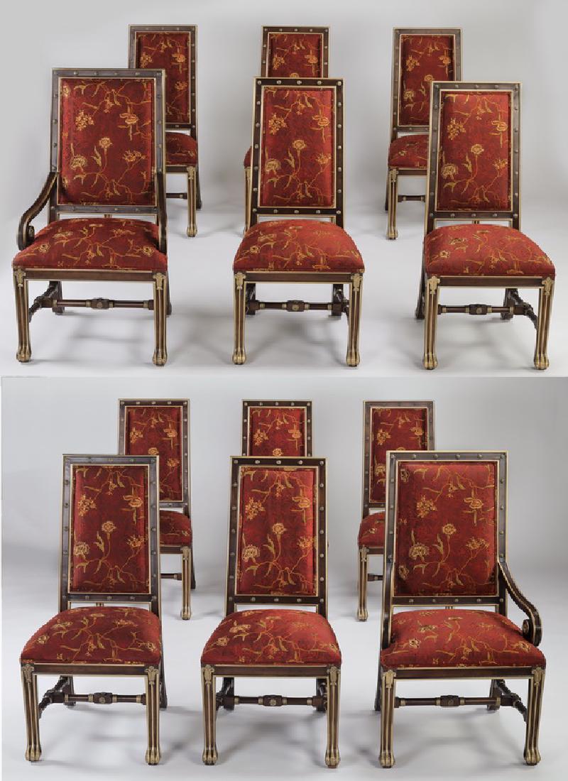 (12) E.J.  Victor silk upholstered dining chairs (1 of 5)