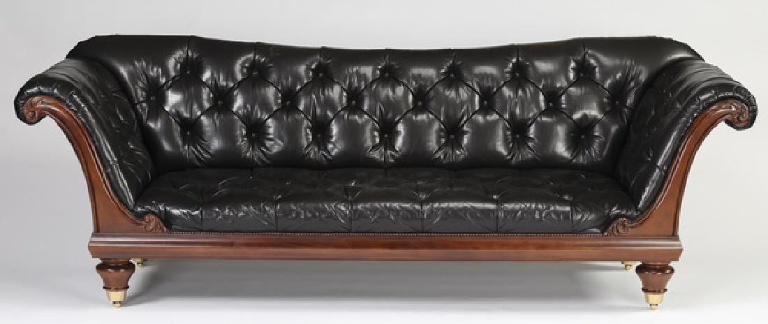Baker black leather 'Chatsworth' sofa, 104"w (1 of 2)