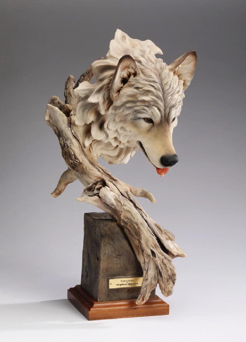 Limited edition wolf sculpture, 'Survivor,' 22"h (1 of 4)