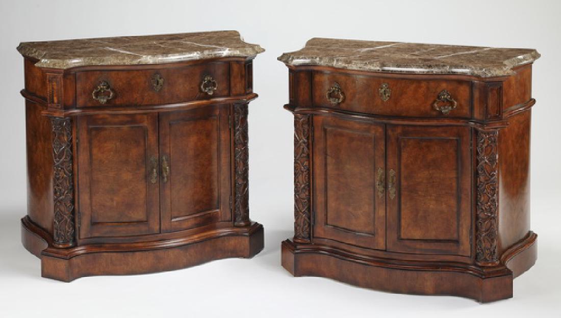 (2) Henredon oversized marble top nightstands (1 of 3)